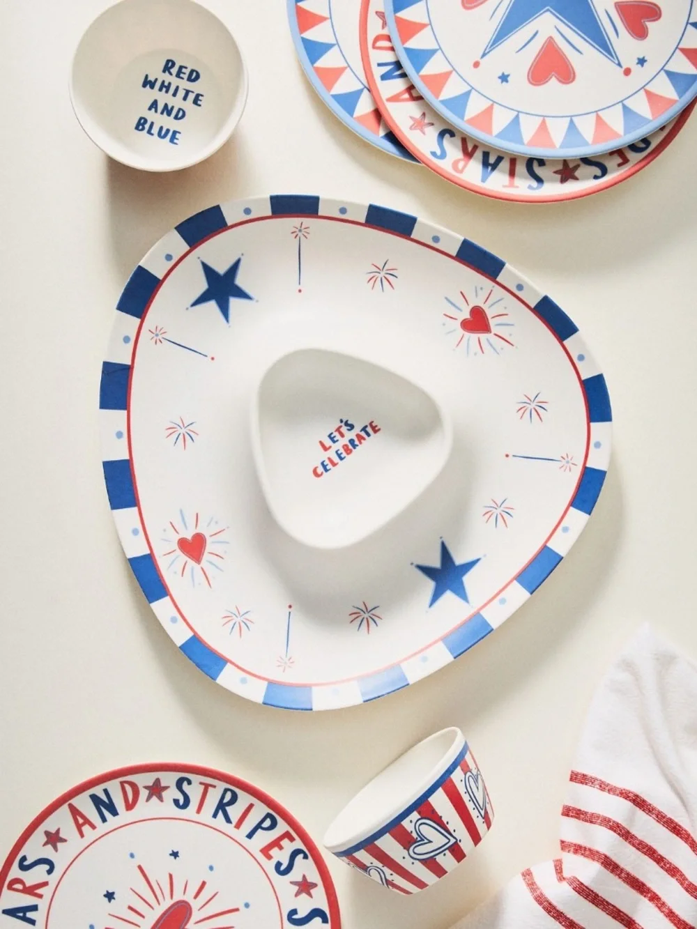 Anthropologie x Nephthys Tri-Section Platter - Blue, Red & White patriotic